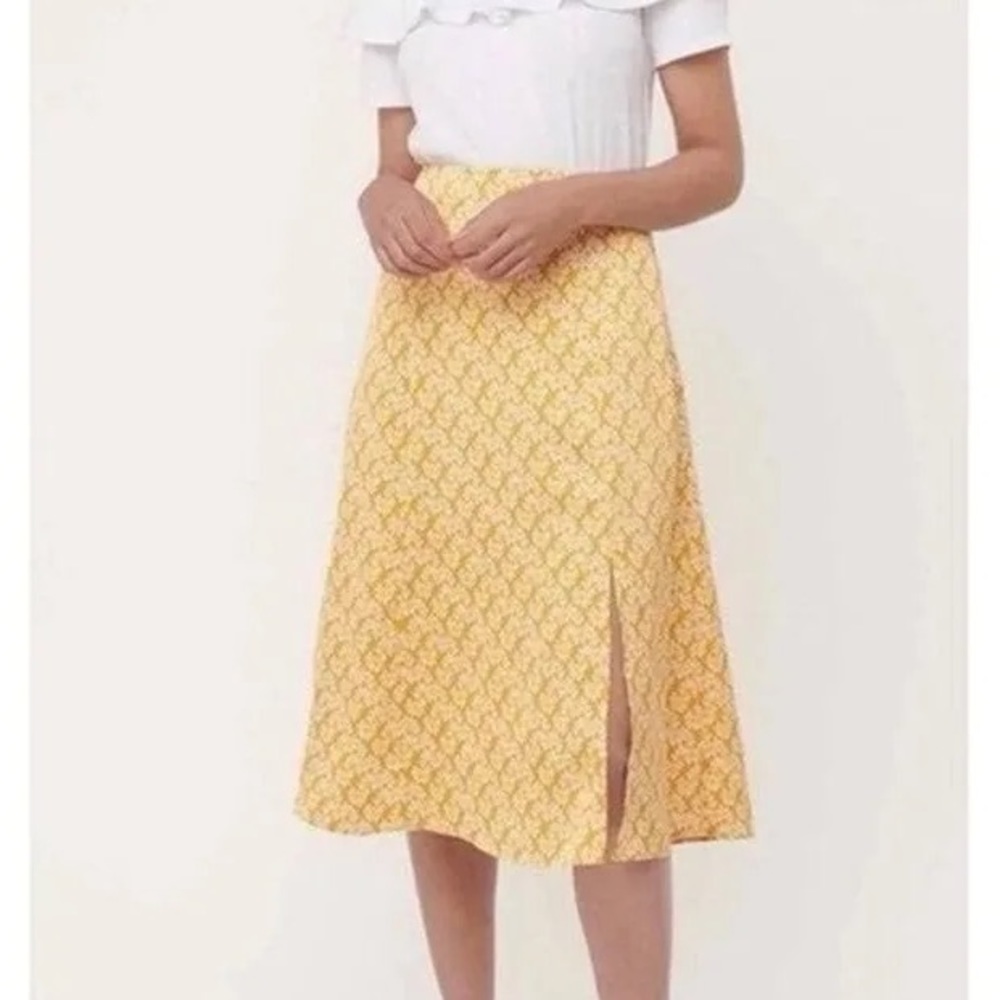 LOFT Silk Floral Print Midi Skirt 0 P